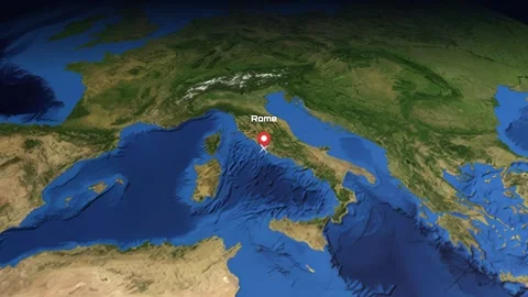 Animated Flight Path Map from Rome Italy to Seattle USA Video stock 338150987