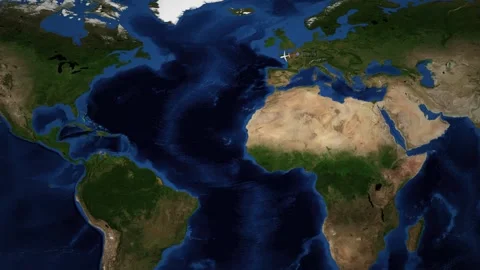 Animated Flight Path Map Showing Travel Route from Paris to Lima Stock Footage 335495952