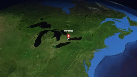 Animated Flight Path Map from Toronto Canada to Paris France Stock Footage 334989159