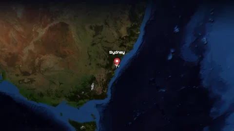 Animated Flight Path from Sydney Australia to Kuala Lumpur Malaysia Stock Footage 341072463