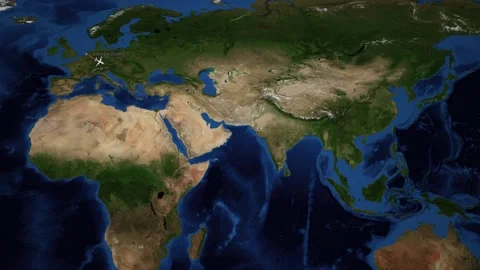Animated Flight Route Map from Amsterdam to Manila Across the Globe Stock Footage 340948823