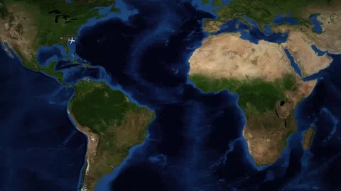 Animated Flight Route Map from Atlanta Georgia to Cairo Egypt Stock Footage 341464339