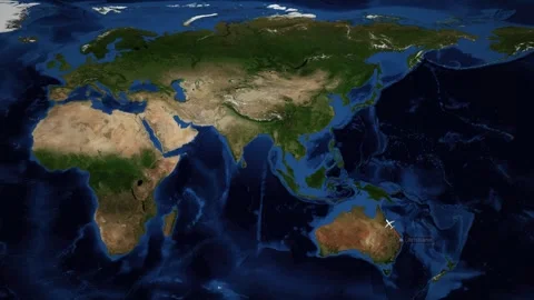 Animated Flight Route Map from Brisbane Australia to Copenhagen Denmark Stock Footage 337393949