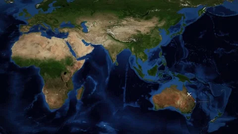 Animated Flight Route Map from Brisbane Australia to Rome Italy Stock Footage 341072667