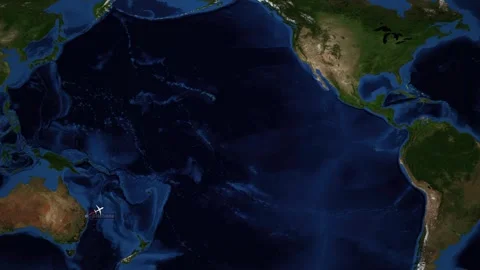 Animated Flight Route Map from Brisbane Australia to San Francisco USA Stock Footage 346679849