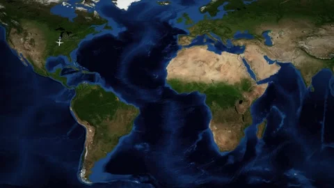 Animated Flight Route Map from Chicago to Santiago Chile Stock Footage 336701530