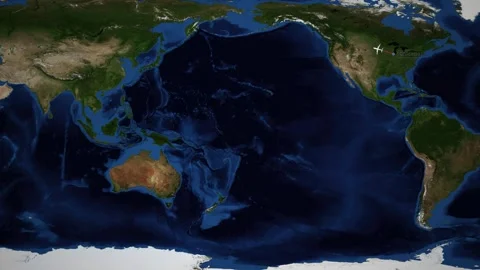 Animated Flight Route Map from Chicago to Bangkok Across the Pacific Ocean Stock Footage 338327720