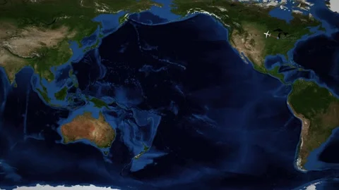 Animated Flight Route Map from Chicago to Hong Kong Over Pacific Ocean Stock Footage 346014443