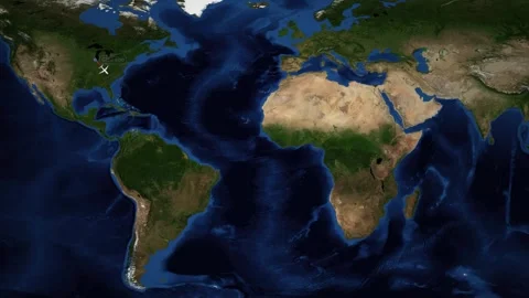 Animated Flight Route Map from Chicago to Cape Town South Africa Stock Footage 346356536