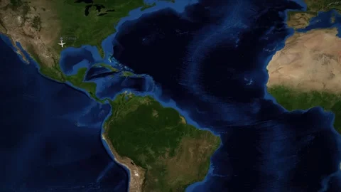 Animated Flight Route Map from Dallas Texas to Lima Peru Stock Footage 339842615