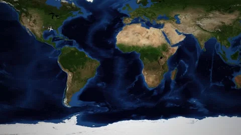 Animated Flight Route Map from Dallas to Mumbai Across the Atlantic Stock Footage 341719361