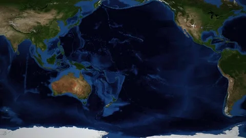 Animated Flight Route Map from Dallas to Jakarta Over the Pacific Ocean Stock Footage 346275658