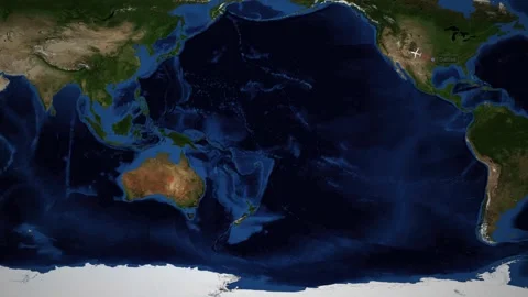 Animated Flight Route Map from Dallas to Bangkok Across the Pacific Ocean Stock Footage 346591630