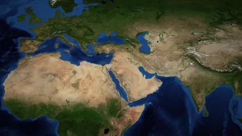 Animated Flight Route Map from Delhi India to Paris France Stock Footage 340948856