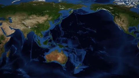 Animated Flight Route Map from Delhi India to Vancouver Canada Stock Footage 346591763