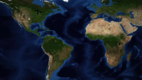 Animated Flight Route Map from Denver to Johannesburg Across the Atlantic Ocean Stock Footage 341464358