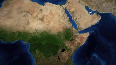 Animated Flight Route Map from Dubai to Lagos Across Africa Stock Footage 341854597
