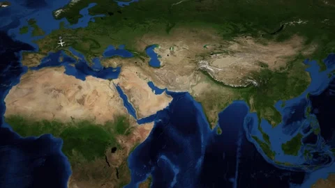 Animated Flight Route Map from Frankfurt Germany to Nairobi Kenya Stock Footage 337090523