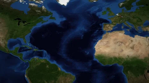 Animated Flight Route Map from Frankfurt Germany to Toronto Canada Stock Footage 341719926