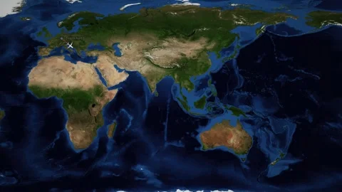 Animated Flight Route Map from Frankfurt Germany to Auckland New Zealand Stock Footage 346356656