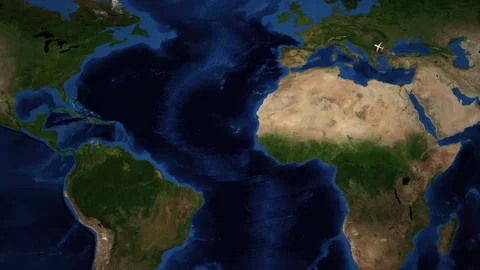 Animated Flight Route Map from Istanbul to New York City Stock Footage 334909568