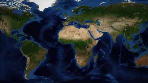 Animated Flight Route Map from London to Santiago Chile Stock Footage 346014646
