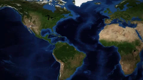Animated Flight Route Map from Los Angeles to Zurich Across Atlantic Ocean Stock Footage 334706903