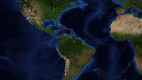 Animated Flight Route Map from Los Angeles to Sao Paulo Stock Footage 338327908