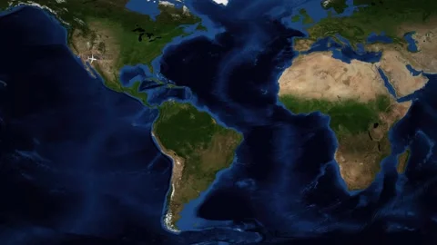 Animated Flight Route Map from Los Angeles to Athens Greece Stock Footage 346014634