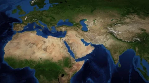 Animated Flight Route Map from Paris France to Lagos Nigeria Stock Footage 335496246