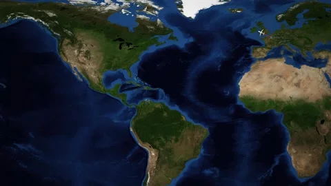 Animated Flight Route Map from Paris France to Vancouver Canada Stock Footage 345462831