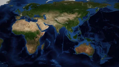 Animated Flight Route Map Showing Travel Path from Paris to Cape Town Stock Footage 335495856