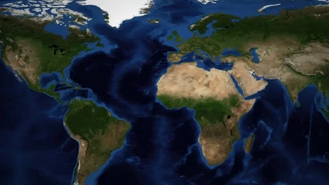 Animated Flight Route Map Showing Airplane Traveling from Dubai to Chicago Stock Footage 335909194