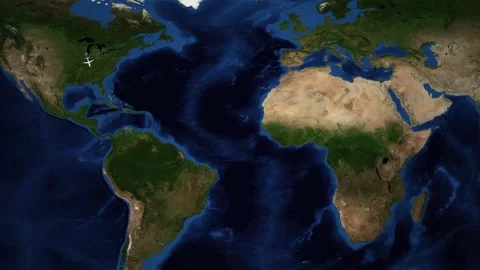 Animated Flight Route Map Showing Airplane Path from Chicago to Sao Paulo Video stock 337983998