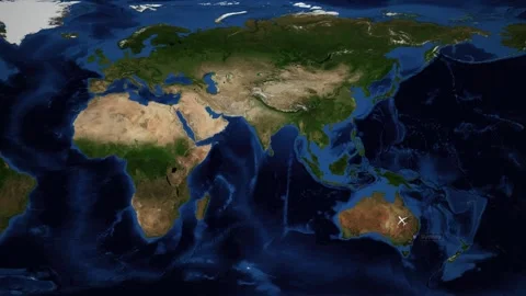 Animated Flight Route Map from Sydney Australia to Dublin Ireland Stock Footage 335608387