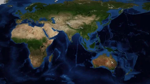 Animated Flight Route Map from Sydney Australia to Zurich Switzerland Stock Footage 335681892