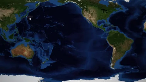 Animated Flight Route Map from Tokyo Japan to Buenos Aires Argentina Stock Footage 340374046
