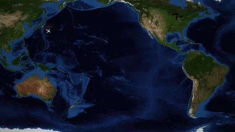 Animated Flight Route Map from Tokyo Japan to Santiago Chile Stock Footage 341298520