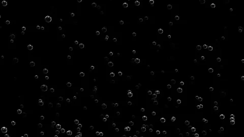 Animated floating air bubbles on black screen and alpha channel, 4k, loop Stock Footage 276324678