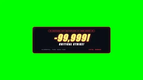 Animated Floating Hit Score Numbers with Critical Strike Flash on Green Screen Stock Footage 345215795