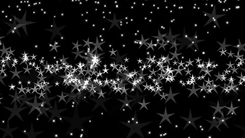 Animated floating many white star snow glow particle on black backdrop Video stock 81500598