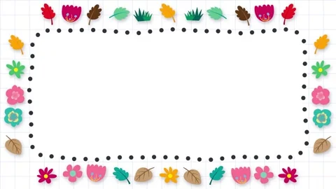 Animated Floral and Leaf Dotted Border Frame Loop Stock Footage 345294160