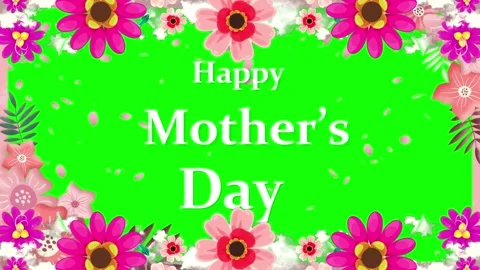 Animated floral border greeting frame featuring happy mothers day text over Vídeos de archivo 344647984
