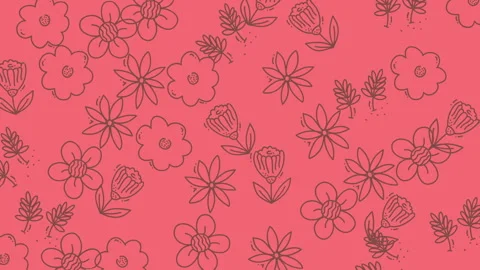 Animated Floral Doodle Pattern. Seamless Loop with Wiggle Effect (Pink/Red). Stock Footage 319714040
