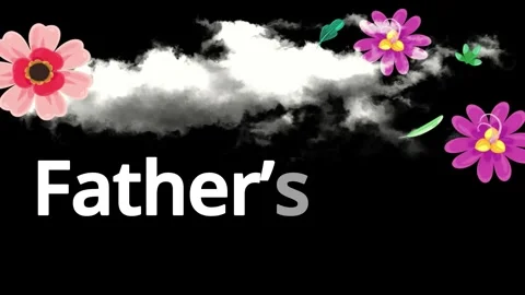 Animated floral frame with white clouds on black background for spring greeting Stock Footage 347759733