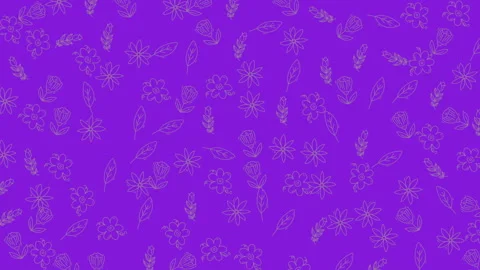 Animated floral outline pattern on vibrant purple background loopable seaml.. Stock Footage 333488841