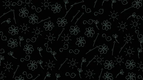 Animated floral pattern background with delicate black and white line art Stock Footage 321641129