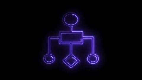 Animated flowchart diagram with glowing neon lines for technology and business Stock Footage 322960380