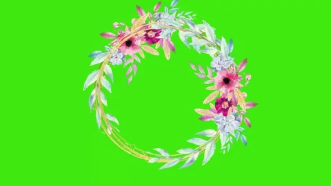 Animated flower frame on green screen	 Stock Footage 150774021