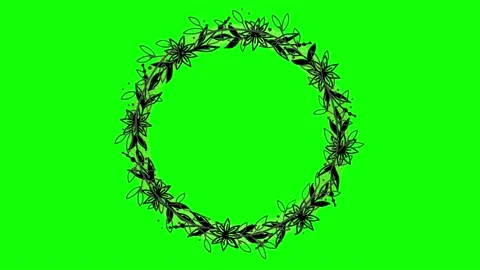 Animated flower frame on green screen	 Stock Footage 151133404